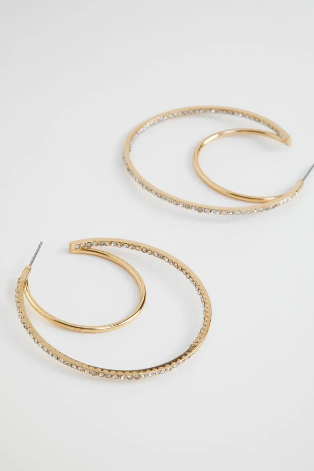 Jewellery Woman Seed Heritage Crystal Double Hoop Gold
