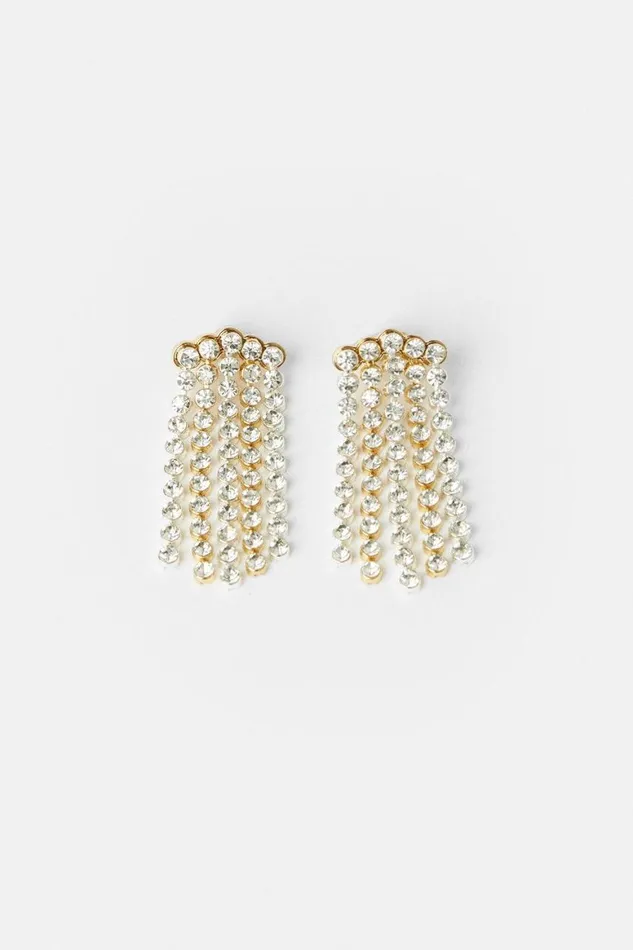 Jewellery Women Karen Millen Diamante Drop Statement Earrings Gold