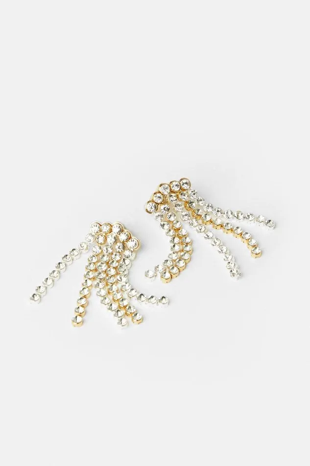 Jewellery Women Karen Millen Diamante Drop Statement Earrings Gold