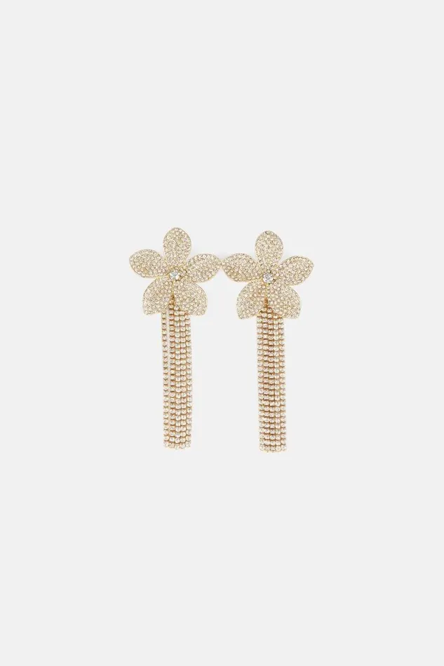 Jewellery Women Karen Millen Diamante Flower Drop Earring Gold