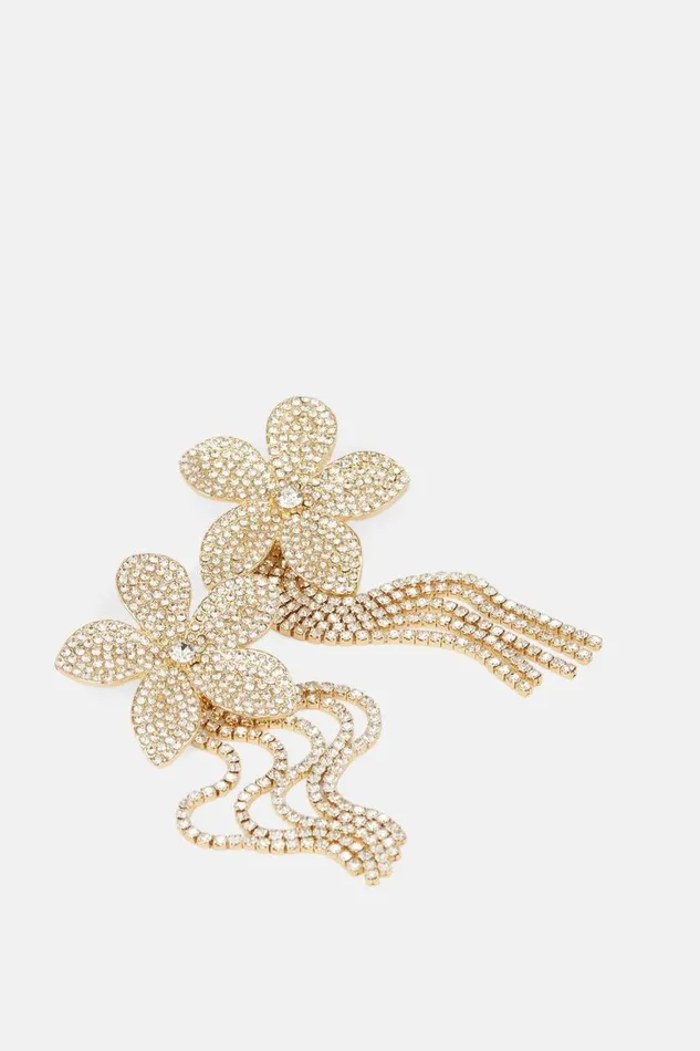 Jewellery Women Karen Millen Diamante Flower Drop Earring Gold
