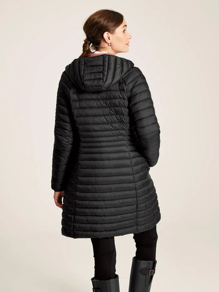 Joules Coats and Jackets Black Showerproof Long Packable Padded Coat 8211 Women