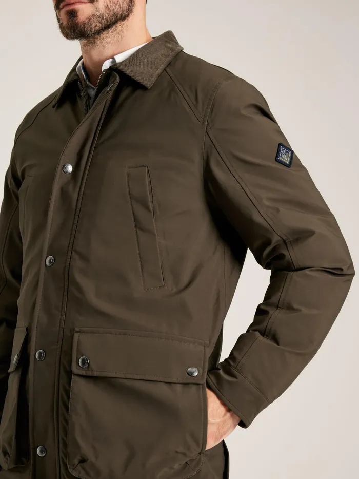 Joules Coats and Jackets Brown Fleece Lined Waterproof Jacket With Corduroy Collar 8211 Men