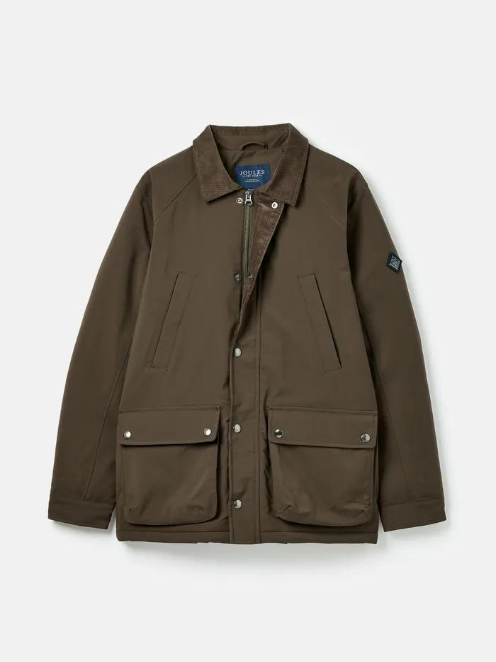 Joules Coats and Jackets Brown Fleece Lined Waterproof Jacket With Corduroy Collar 8211 Men