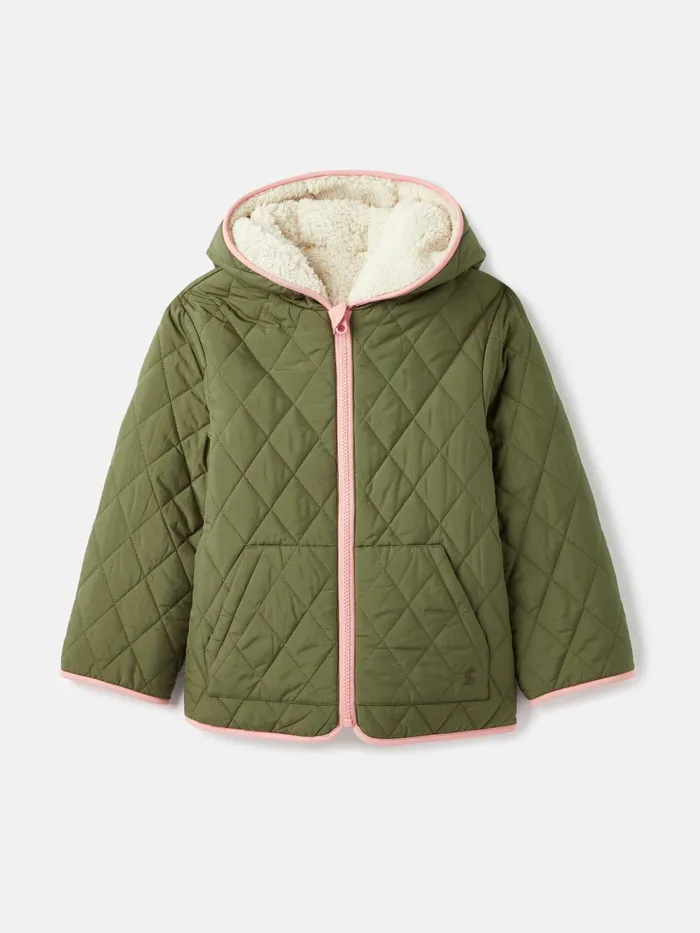 Joules Coats and Jackets Cream Fleece Lined Reversible Quilted Jacket 8211 Girls