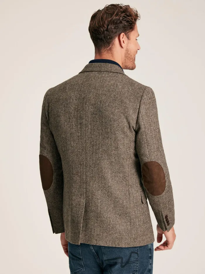 Joules Coats and Jackets Taupe Brown Wool Herringbone Blazer 8211 Men