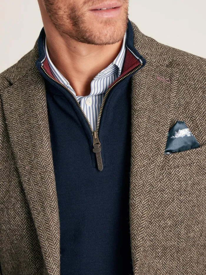Joules Coats and Jackets Taupe Brown Wool Herringbone Blazer 8211 Men