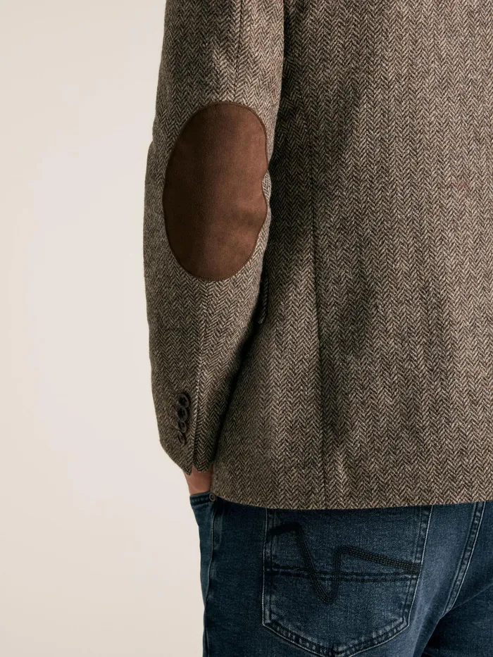 Joules Coats and Jackets Taupe Brown Wool Herringbone Blazer 8211 Men