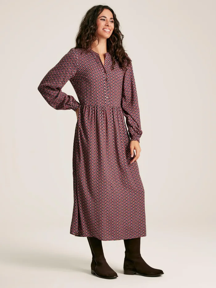Joules Dresses Burgundy Red Balloon Sleeve Midi Dress 8211 Women