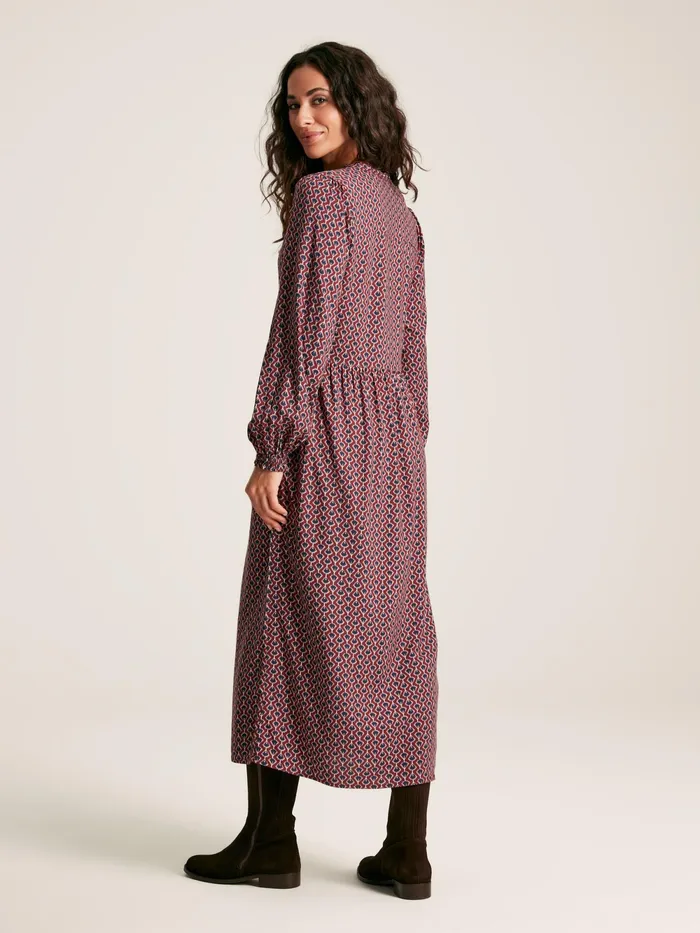 Joules Dresses Burgundy Red Balloon Sleeve Midi Dress 8211 Women