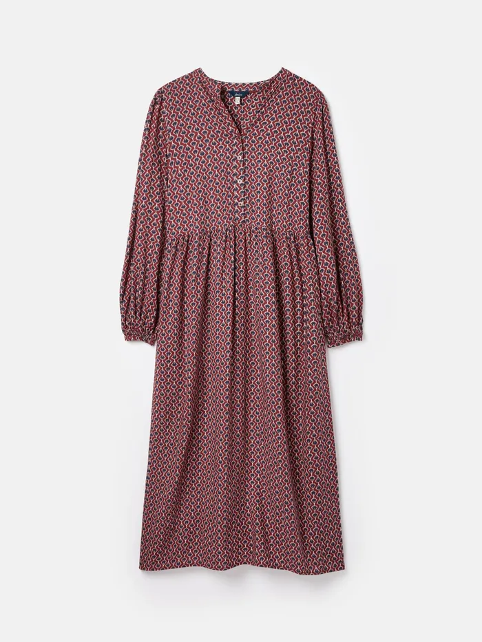 Joules Dresses Burgundy Red Balloon Sleeve Midi Dress 8211 Women