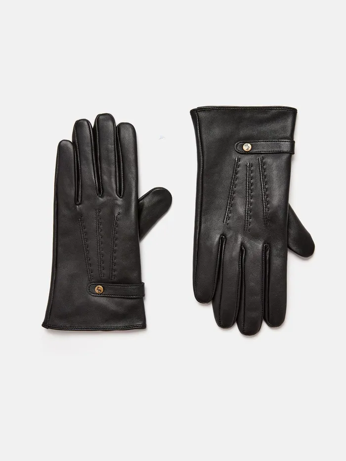 Joules Gloves Black Leather Gloves 8211 Women