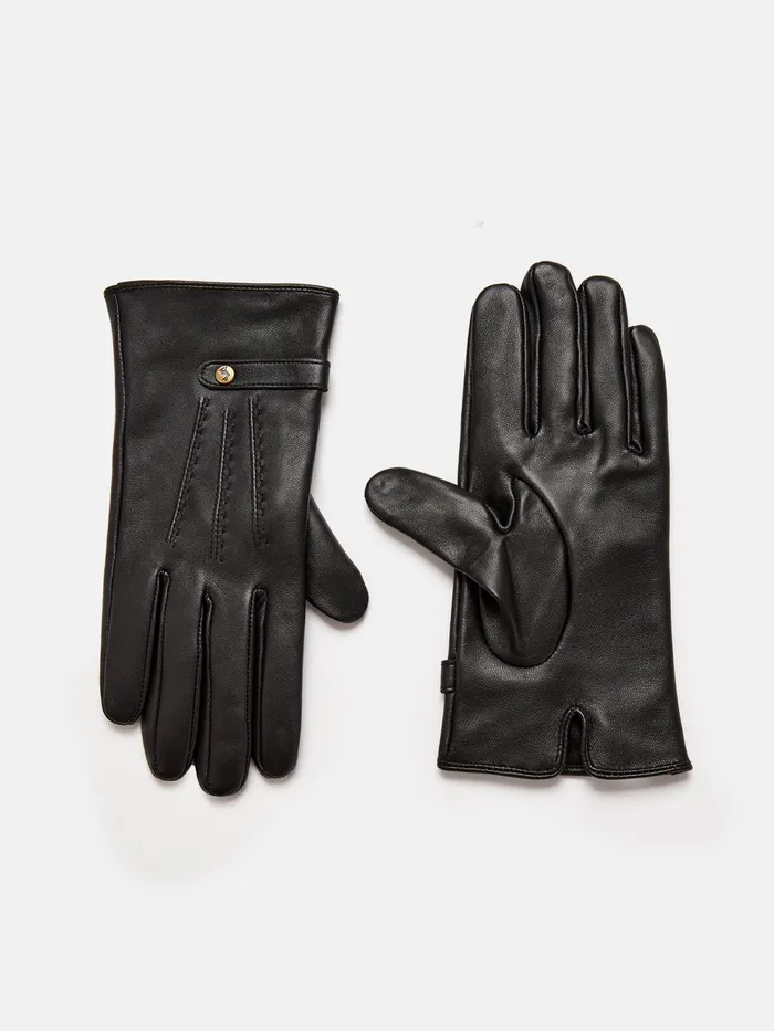 Joules Gloves Black Leather Gloves 8211 Women