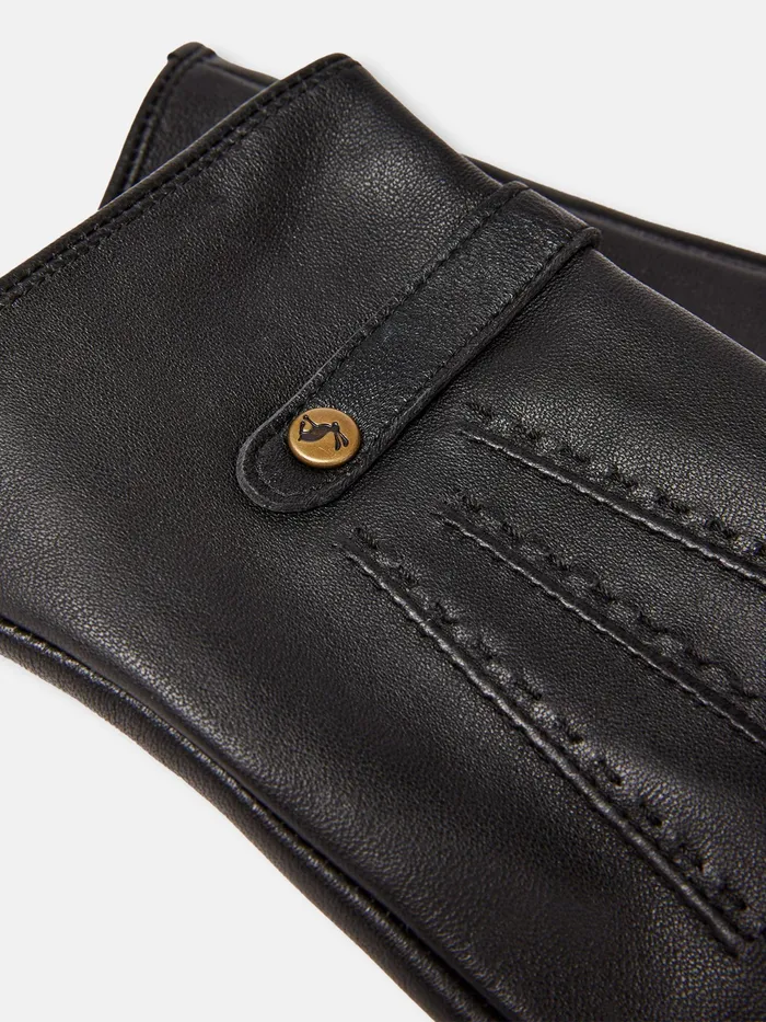 Joules Gloves Black Leather Gloves 8211 Women