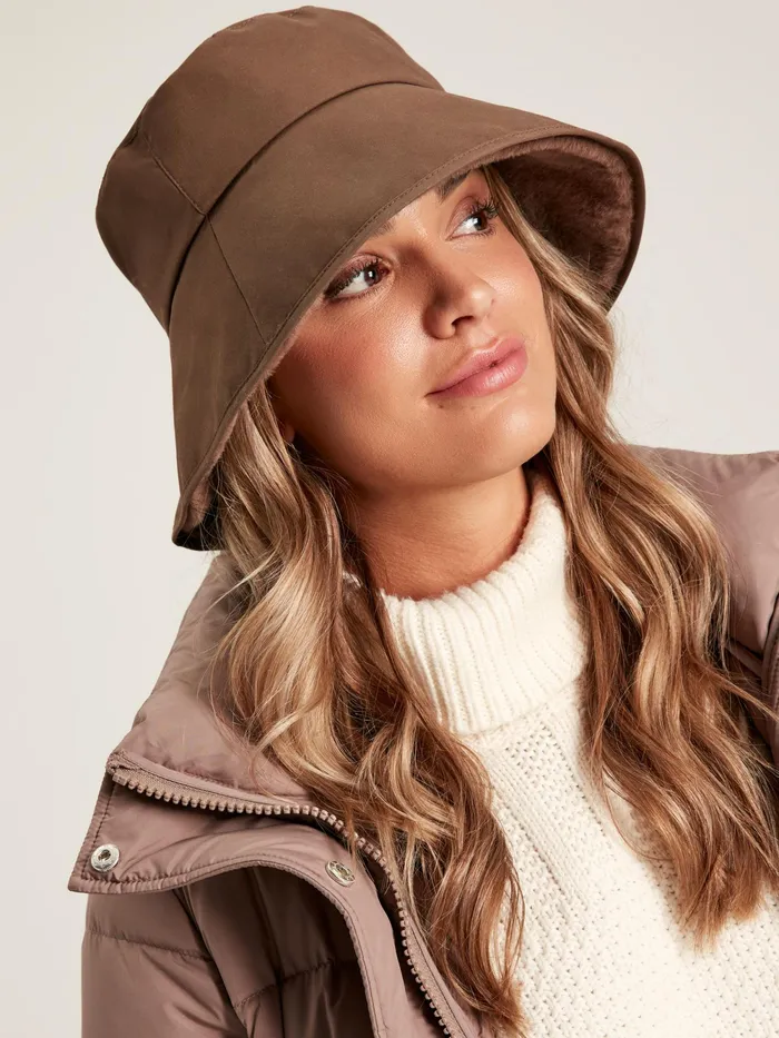 Joules Hats Brown Wax Faux Fur Lined Bucket Hat 8211 Women