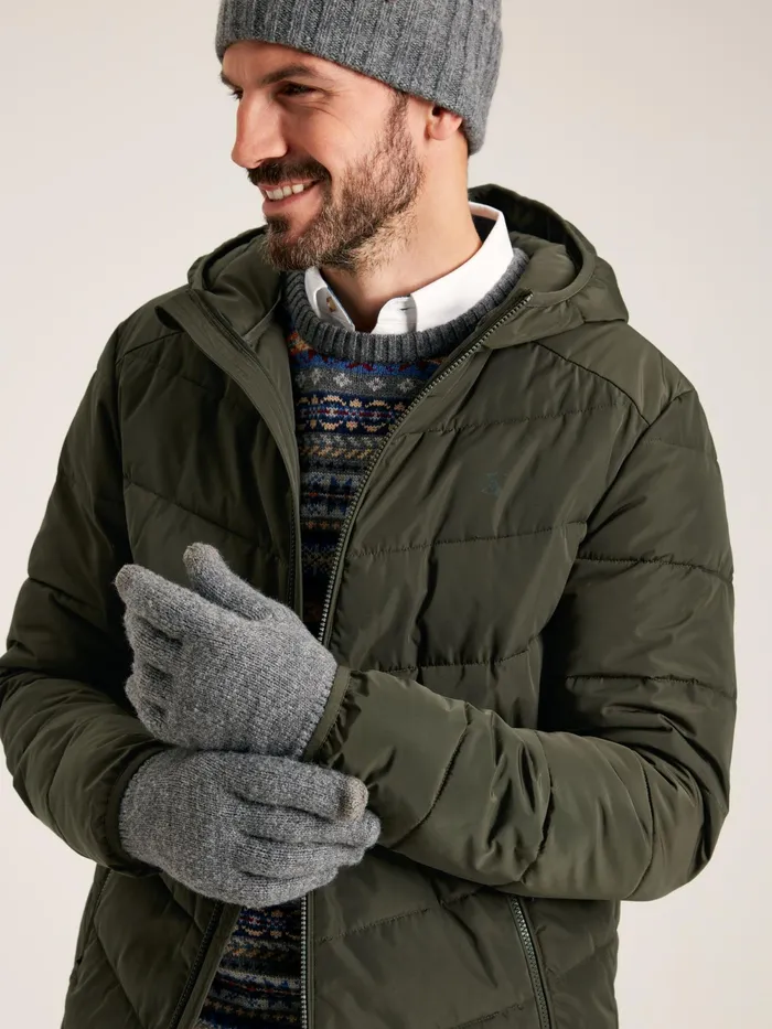 Joules Hats Gloves and Scarves Grey Knitted Gloves 8211 Men
