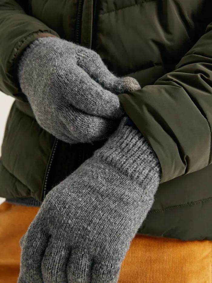 Joules Hats Gloves and Scarves Grey Knitted Gloves 8211 Men