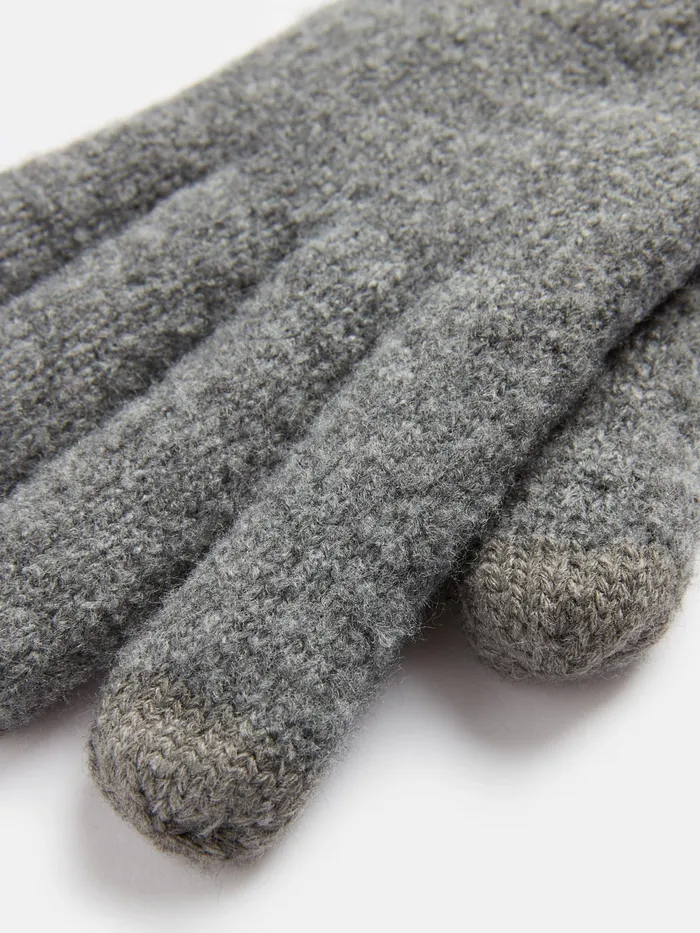 Joules Hats Gloves and Scarves Grey Knitted Gloves 8211 Men