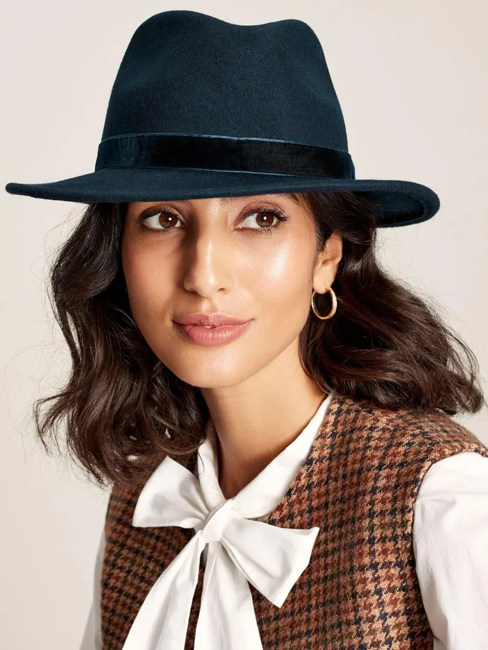 Joules Hats Navy Wool Fedora Hat 8211 Women