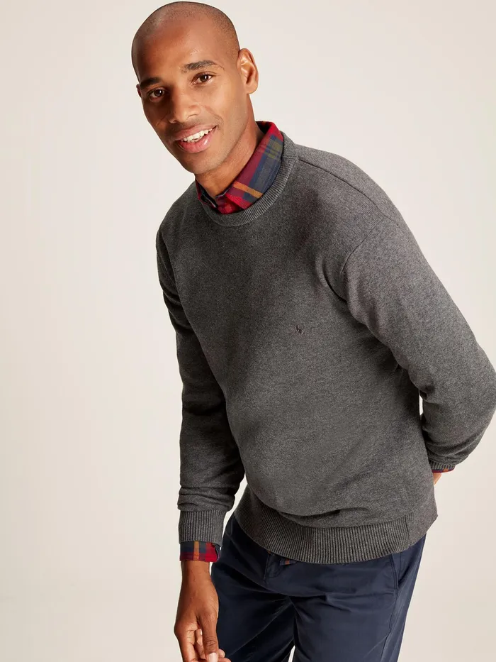 Joules Knitwear Grey Cotton Crew Neck Jumper 8211 Men