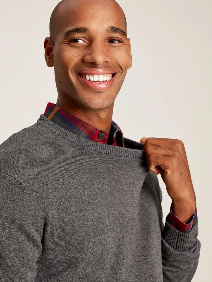 Joules Knitwear Grey Cotton Crew Neck Jumper 8211 Men