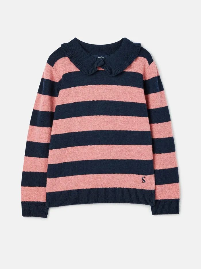 Joules Knitwear NavyPink Stripe Knitted Long Sleeve Top 8211 Girls