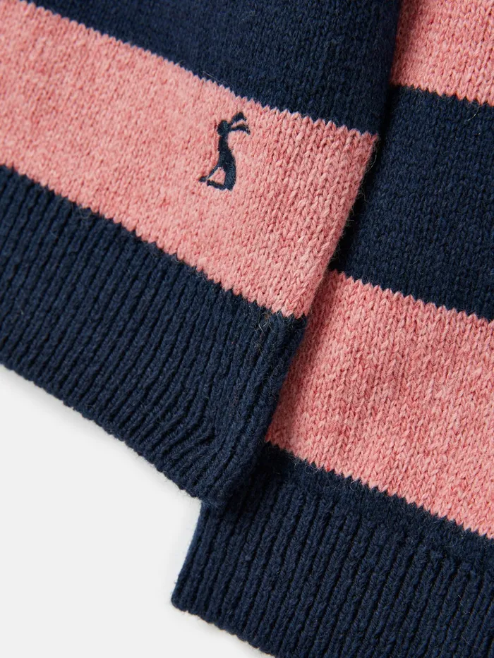 Joules Knitwear NavyPink Stripe Knitted Long Sleeve Top 8211 Girls
