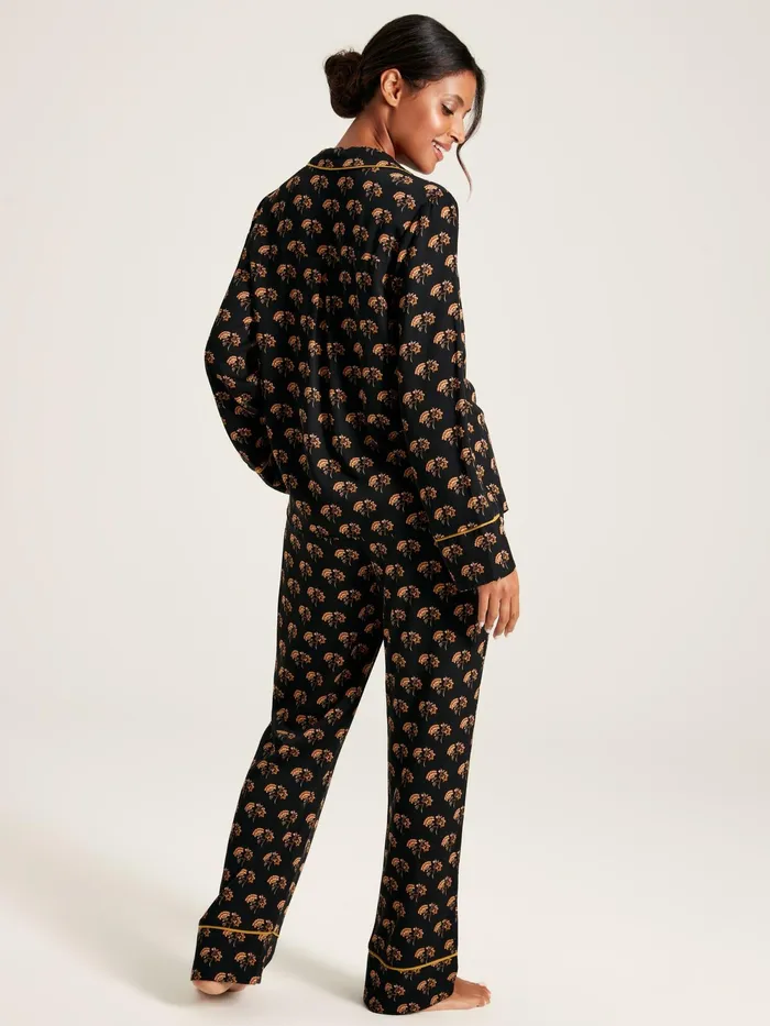 Joules Nightwear Black Floral Pyjama Set 8211 Women