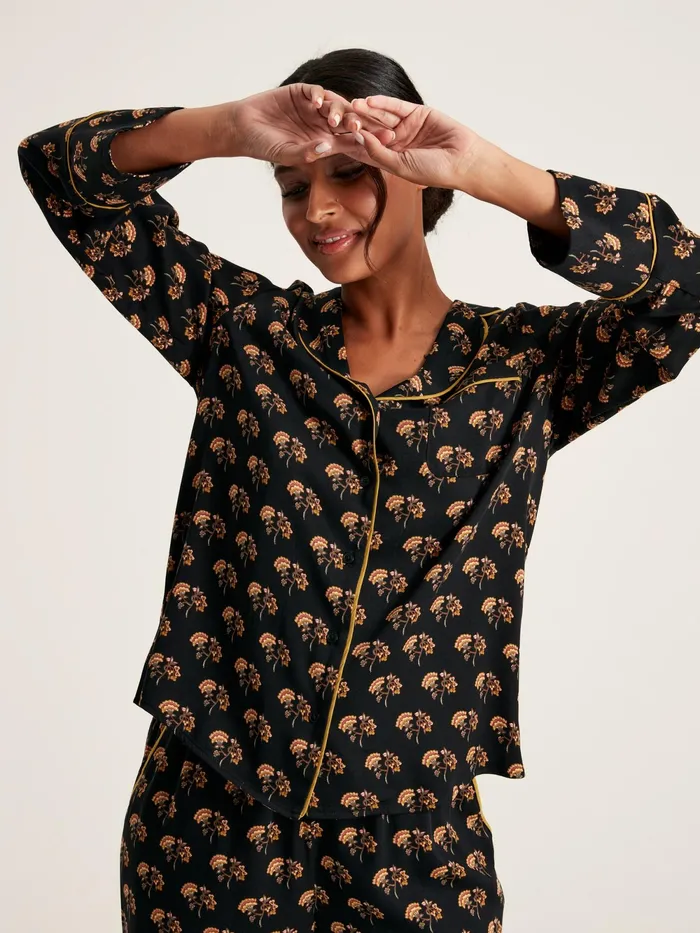 Joules Nightwear Black Floral Pyjama Set 8211 Women