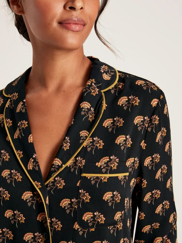 Joules Nightwear Black Floral Pyjama Set 8211 Women