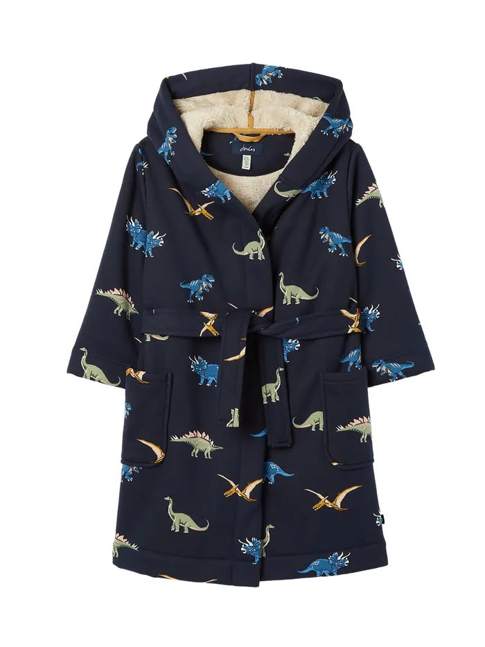 Joules Nightwear Navy Blue Fleece Lined Dressing Gown 8211 Boys