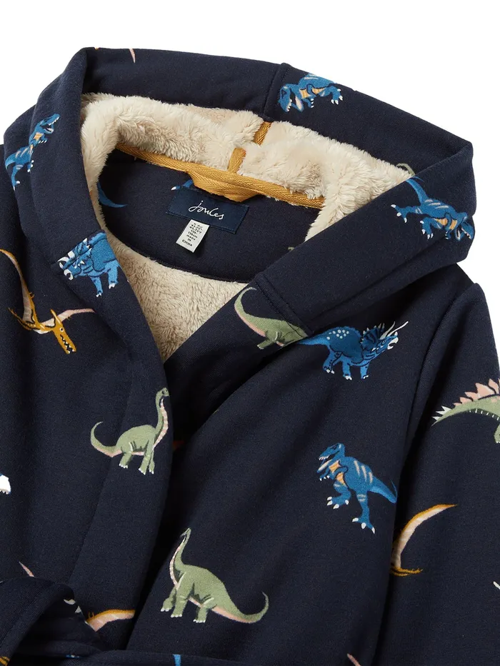 Joules Nightwear Navy Blue Fleece Lined Dressing Gown 8211 Boys