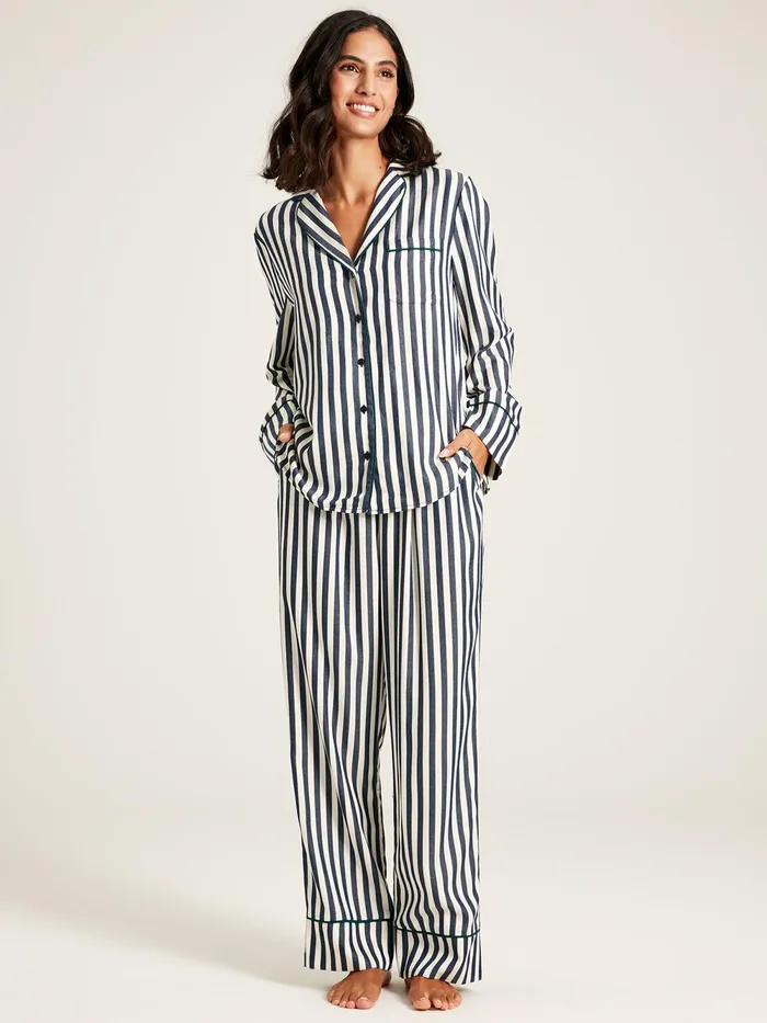 Joules Nightwear Navy Stripe Pyjama Set 8211 Women