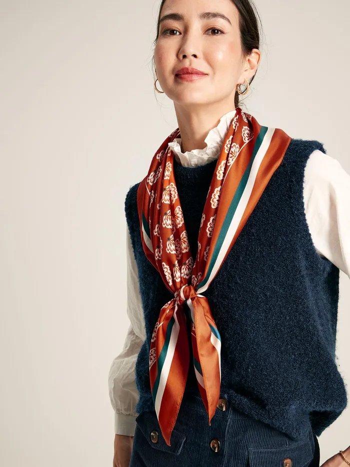 Joules Scarves Burnt Orange Silk Square Scarf 8211 Women