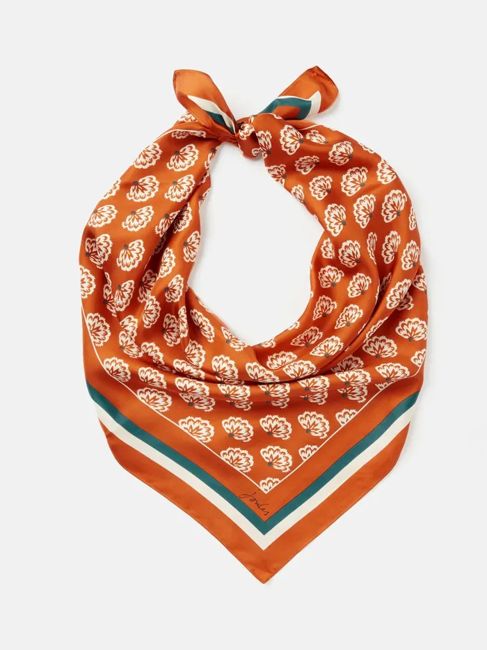 Joules Scarves Burnt Orange Silk Square Scarf 8211 Women