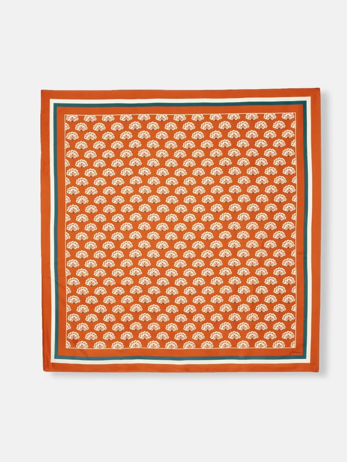 Joules Scarves Burnt Orange Silk Square Scarf 8211 Women