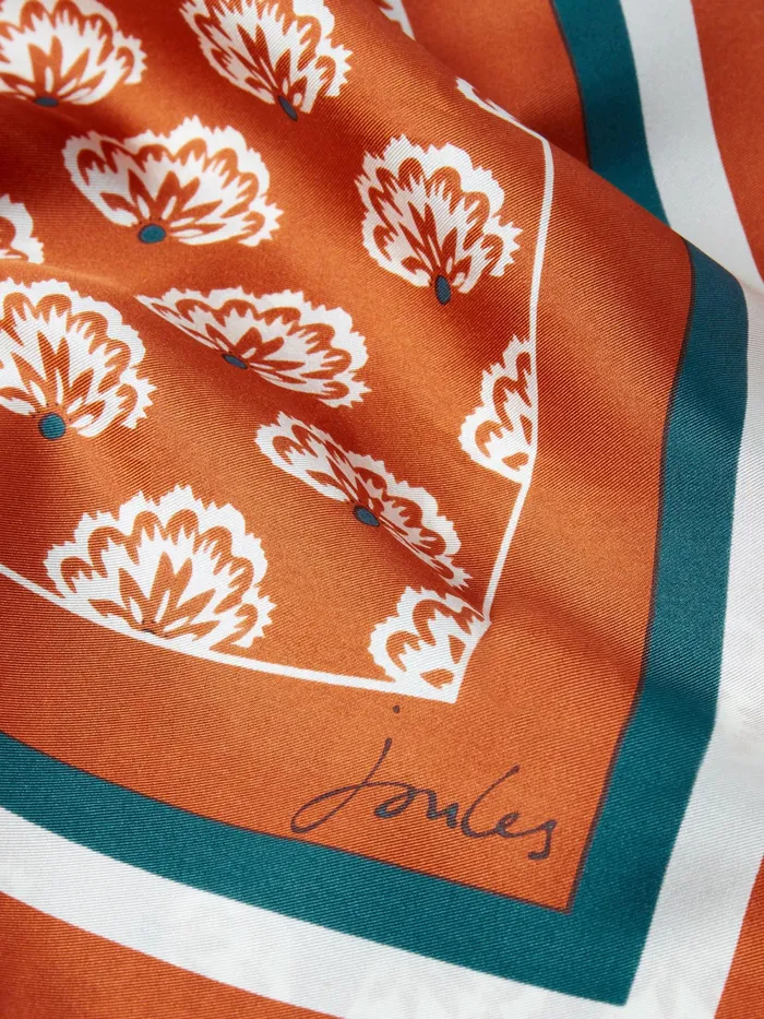 Joules Scarves Burnt Orange Silk Square Scarf 8211 Women