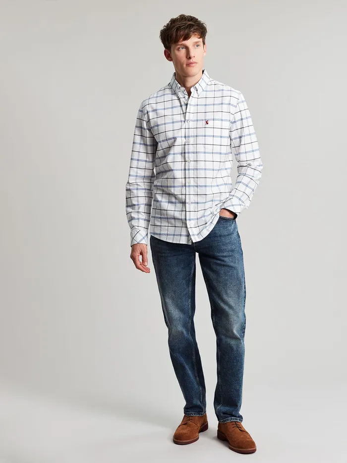 Joules Shirts WhiteBlue Cotton Check Shirt 8211 Men