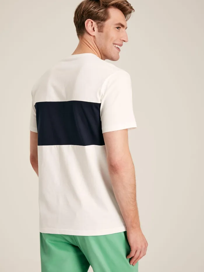 Joules Tops and Tshirts White Colourblock Jersey Crew Neck TShirt 8211 Men