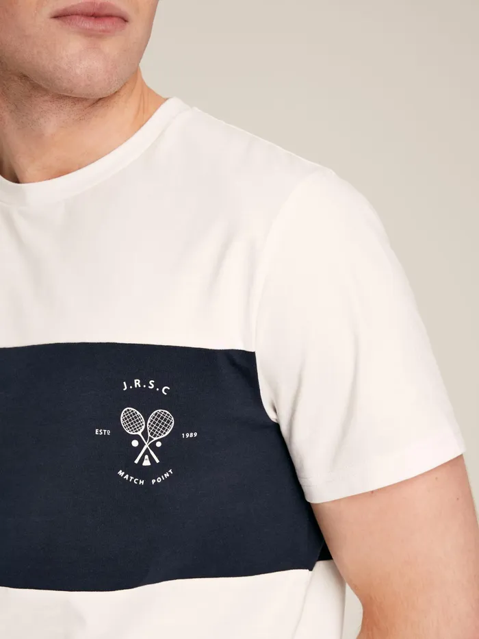 Joules Tops and Tshirts White Colourblock Jersey Crew Neck TShirt 8211 Men