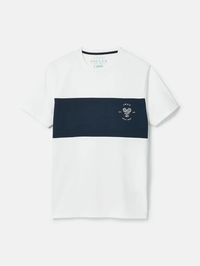 Joules Tops and Tshirts White Colourblock Jersey Crew Neck TShirt 8211 Men