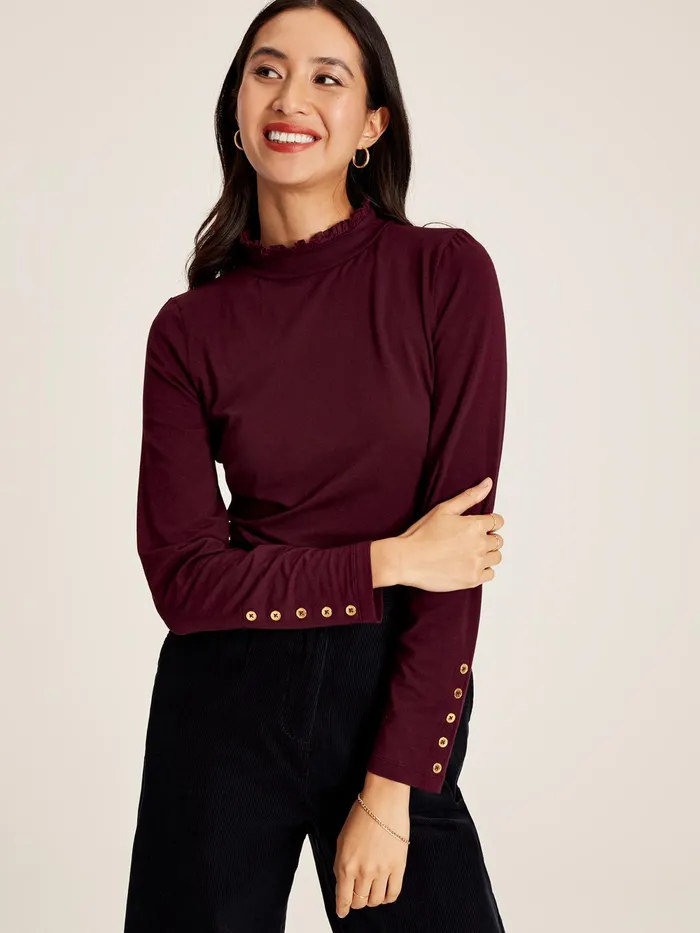 Joules Tops Burgundy Red Roll Neck Top 8211 Women