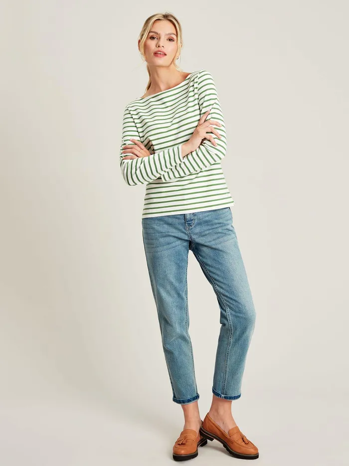 Joules Tops Green Striped Long Sleeve Breton Top 8211 Women