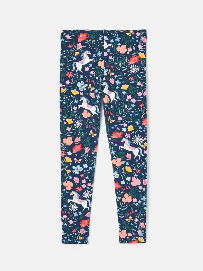 Joules Trousers and Leggings Navy Blue Printed Jersey Leggings 8211 Girls