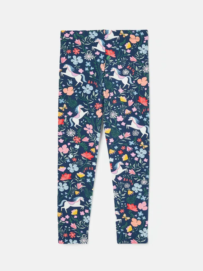 Joules Trousers and Leggings Navy Blue Printed Jersey Leggings 8211 Girls