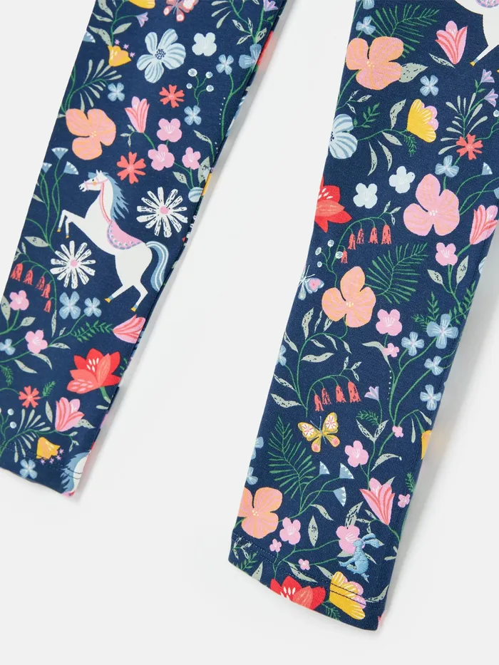 Joules Trousers and Leggings Navy Blue Printed Jersey Leggings 8211 Girls