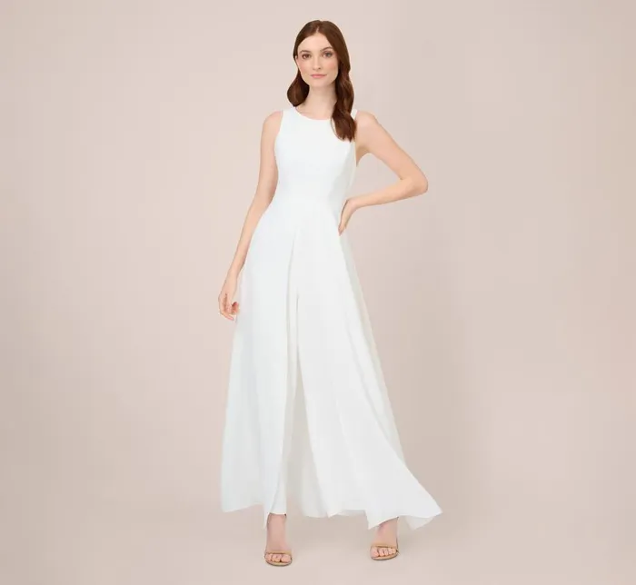 Jumpsuits Womens Adrianna Papell Colorblock Jumpsuit With Skirt Overlay In Ivory