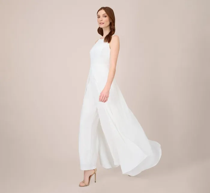 Jumpsuits Womens Adrianna Papell Colorblock Jumpsuit With Skirt Overlay In Ivory