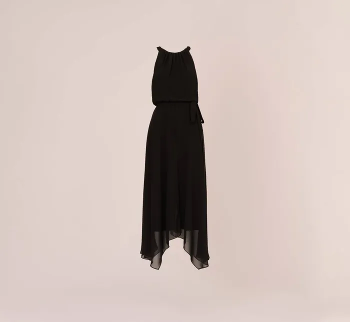 Jumpsuits Womens Adrianna Papell Halter Jumpsuit With Chiffon Overlay Skirt In Black