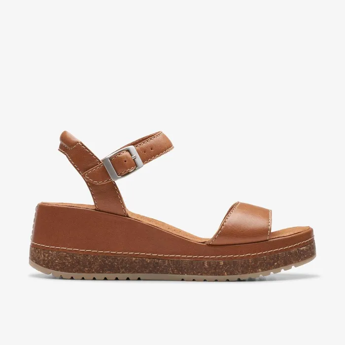 Kassanda Lily Tan Leather Women Clarks Sandals and Flip Flops